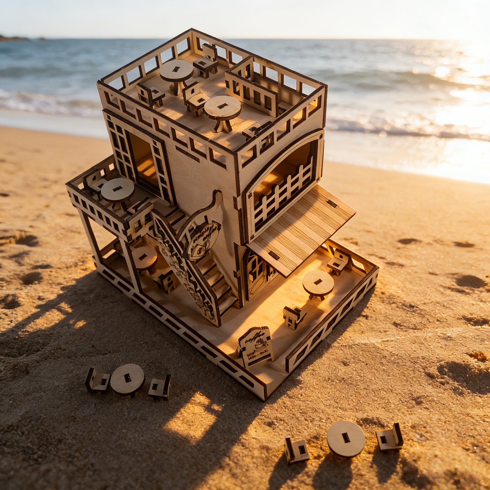 Café Model 3D Wooden Puzzle Gift